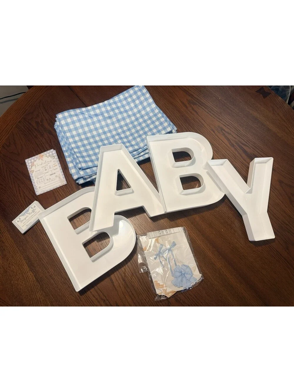 Baby Boy Baby Shower Items Blue Gingham Goose Silly Goose Table Decor Serving